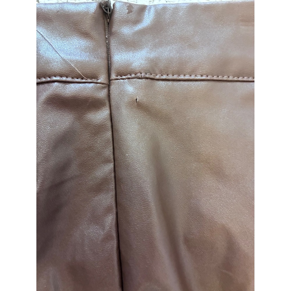 PrettyLittleThing Brown Faux‎ Leather Pants Size 4 High Waist Trousers - Picture 4 of 7